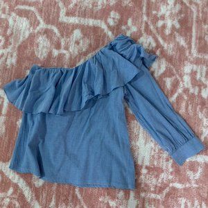 One Sleeve, Denim Blue Blouse